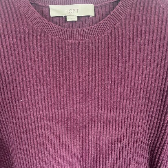 LOFT Purple Crew Neck Sweater and Skirt Set Lightweight Knit - Petite - NWT. - Picture 4 of 6